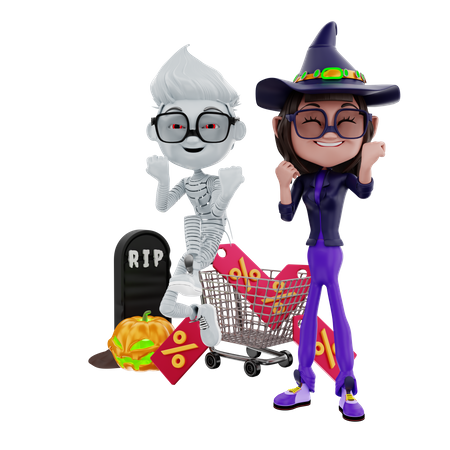 Compras de venda de halloween  3D Illustration