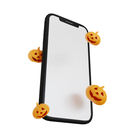 Halloween With Mobile Phone  3D Icon