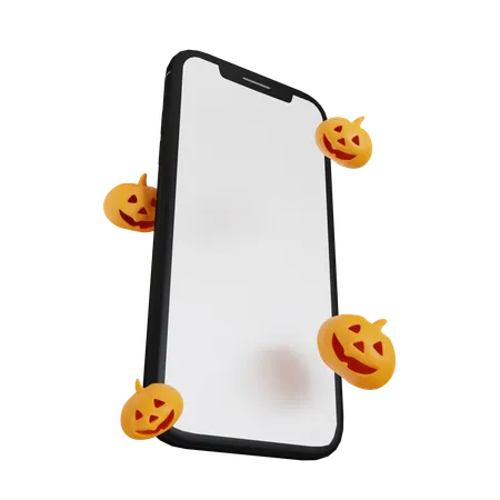 Halloween With Mobile Phone  3D Icon