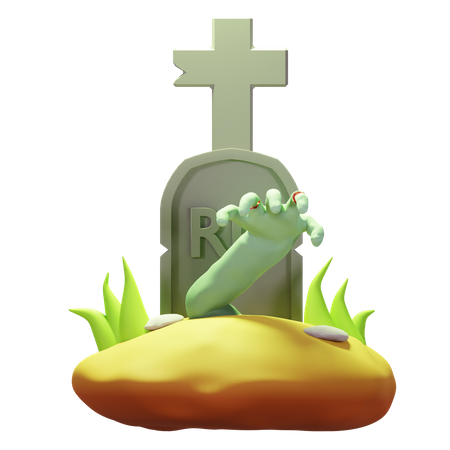 Zombie de halloween en el cementerio  3D Icon