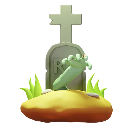 Zombie de halloween en el cementerio  3D Icon