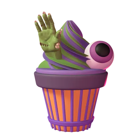 Halloween Zombie Cupcake  3D Icon