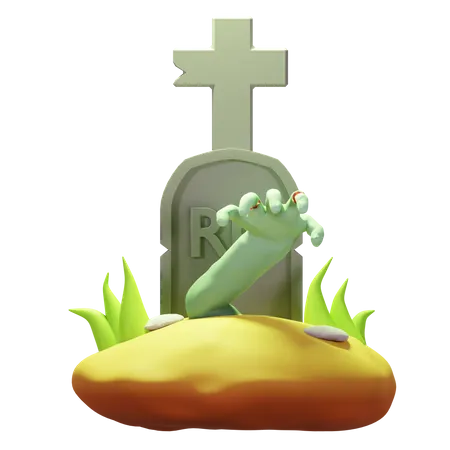 Halloween Zombie In Graveyard 3D Icon