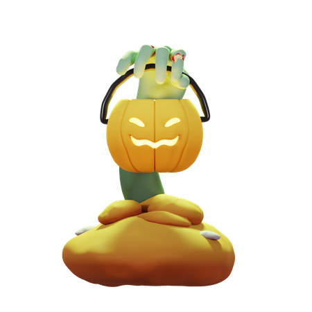 Halloween Zombie With Pumpkin 3D Icon