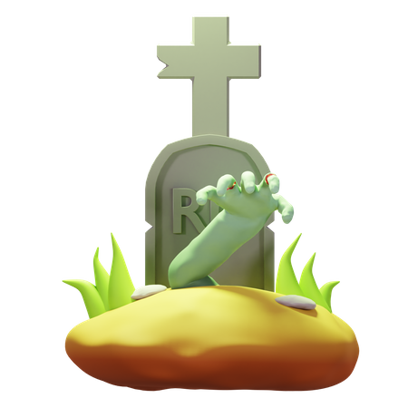 Zumbi de Halloween no cemitério  3D Icon
