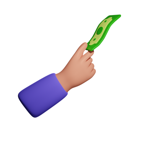Hält einen Dollarschein  3D Icon