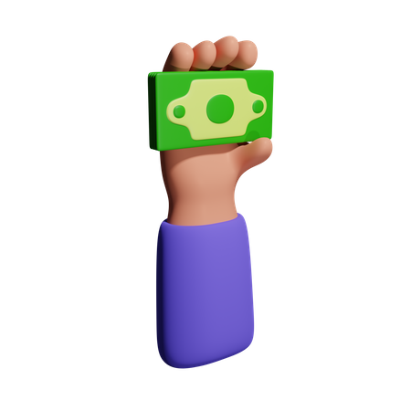 Hält einen Dollarschein  3D Icon