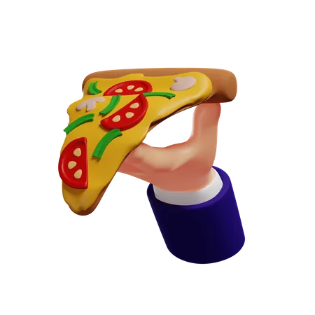 Pizzastück halten  3D Illustration