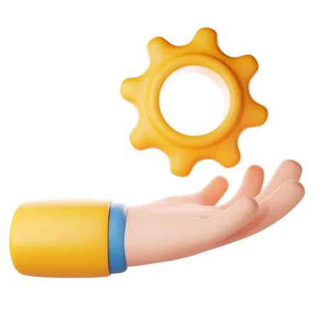 Handbewegung mit Zahnrad  3D Icon