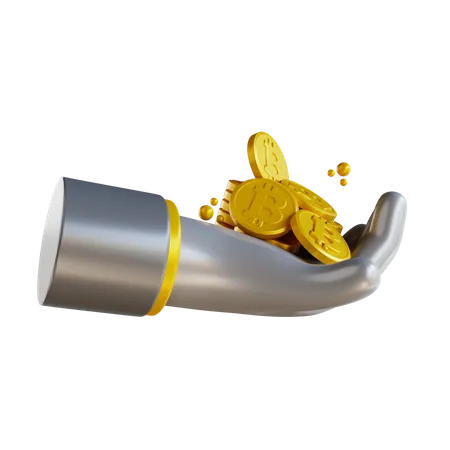 Bitcoin halten  3D Illustration