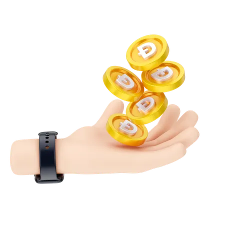 Dogecoins halten  3D Icon