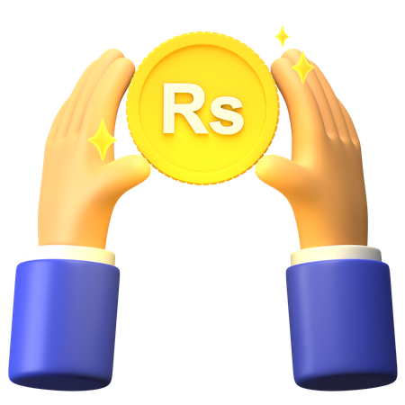Halten Sie eine Sri-Lanka-Rupie-Münze  3D Icon