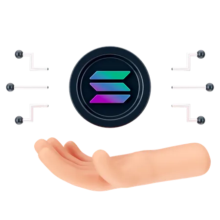 Solana-Münzen halten  3D Icon