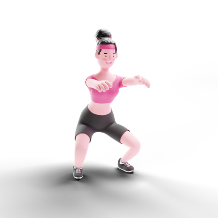 Mulher em forma levantando halteres  3D Illustration