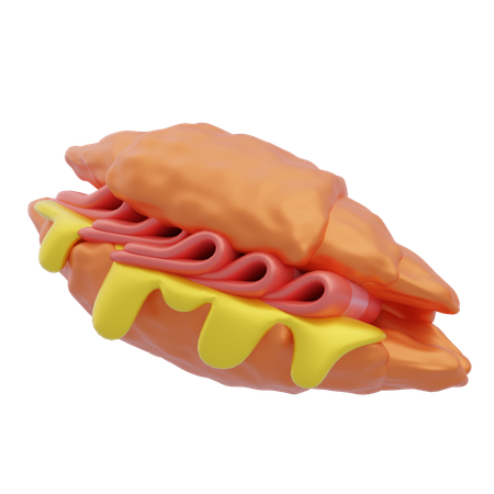 Ham And Cheese Croissant  3D Icon