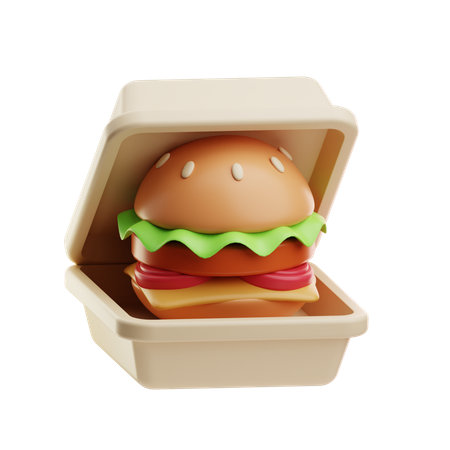 Hamburger In Box  3D Icon