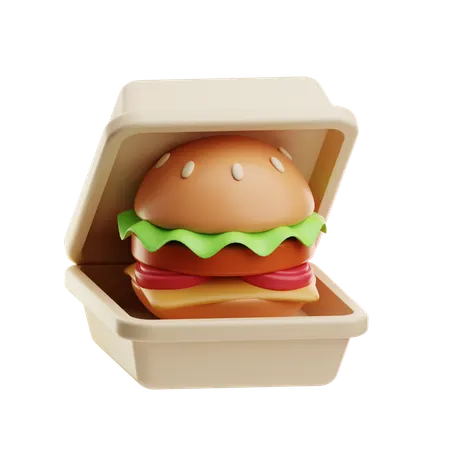 Hamburger In Box  3D Icon