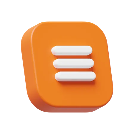 Hamburger Menu  3D Icon