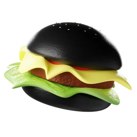 Hamburger noir  3D Icon