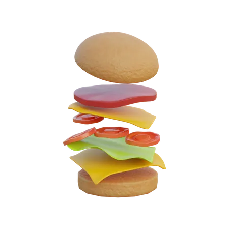 Hambúrguer  3D Illustration