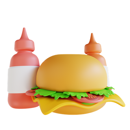 Hambúrguer e molho  3D Icon