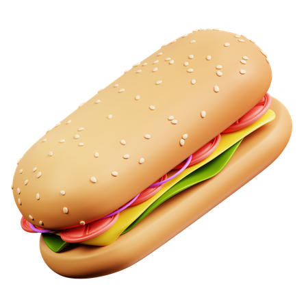 Hambúrguer longo  3D Icon