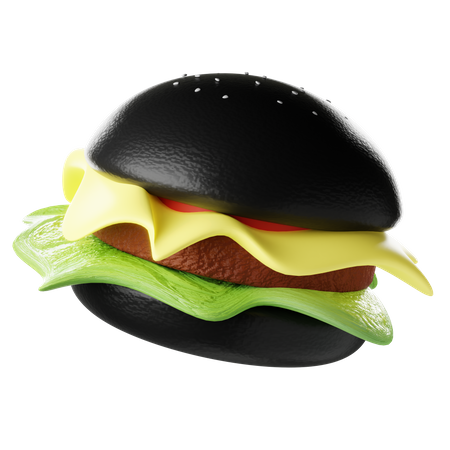 Hambúrguer preto  3D Icon