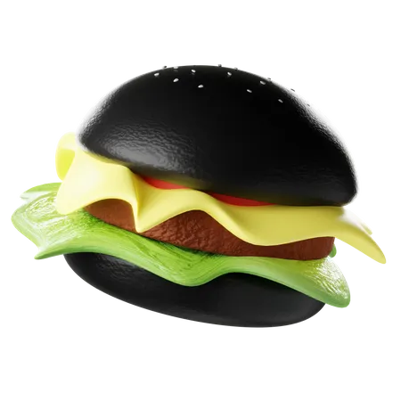 Hambúrguer preto  3D Icon