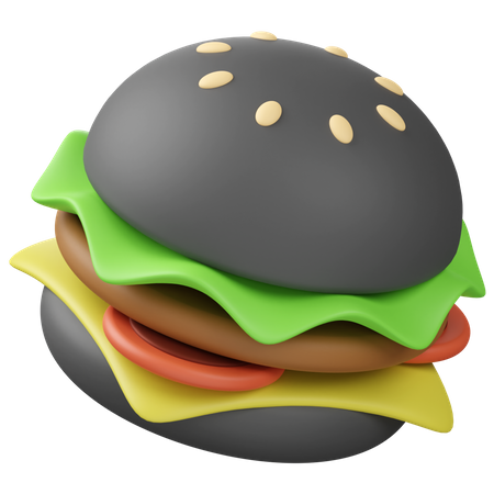 Hambúrguer preto  3D Icon