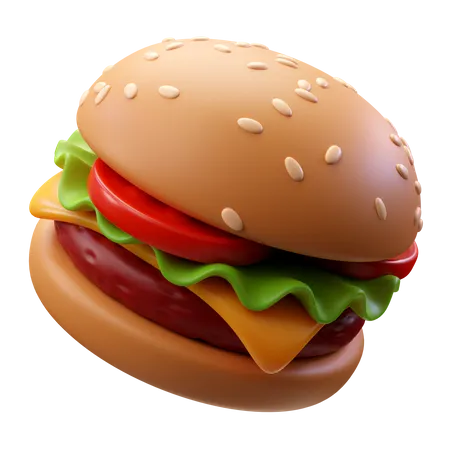 3 D Render Ilustracion Hamburguesa Con Queso Carne Y Verduras 3D Icon
