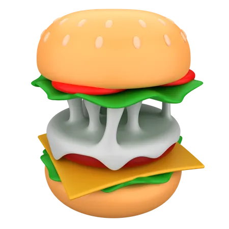 Hamburguesa con queso  3D Illustration