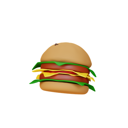 Hamburguesa con queso  3D Illustration