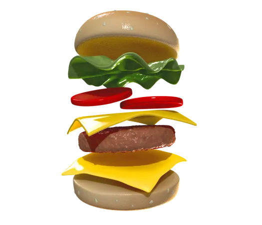 Hamburguesa con queso  3D Illustration