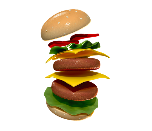 Hamburguesa con queso  3D Illustration