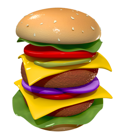 Hamburguesa con queso  3D Illustration