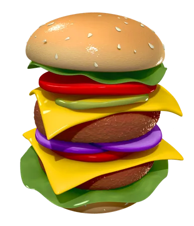 Hamburguesa con queso  3D Illustration