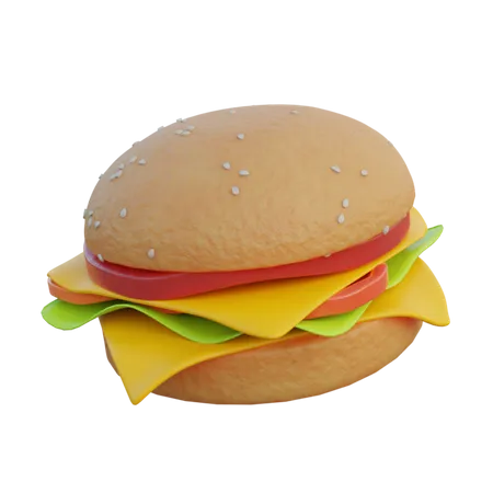 Hamburguesa con queso  3D Illustration