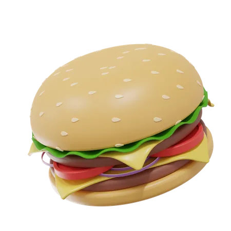 Hamburguesa con queso  3D Illustration