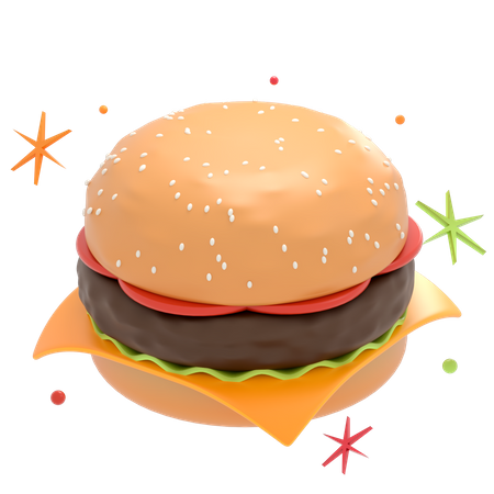 Hamburguesa con queso  3D Illustration