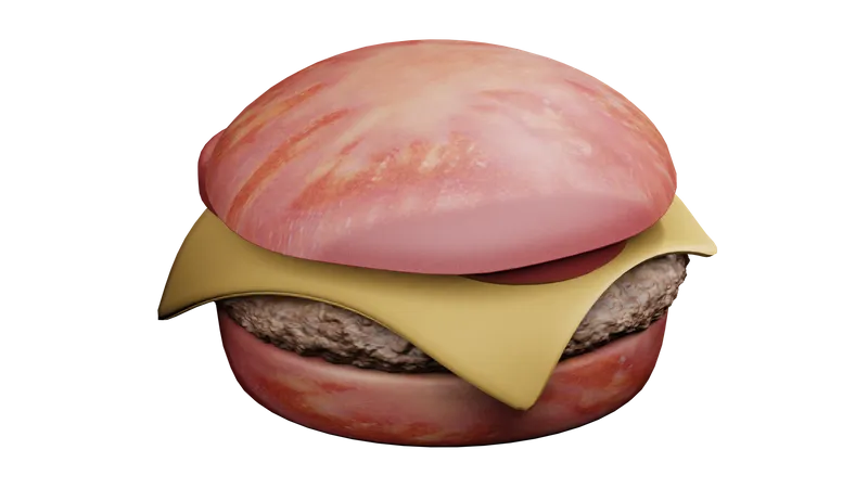 Hamburguesa con loncha de queso  3D Icon