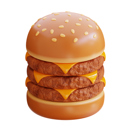 Hamburguesa de res con triple queso  3D Icon