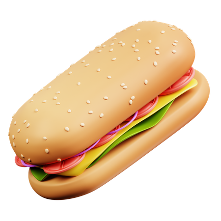 Hamburguesa larga  3D Icon