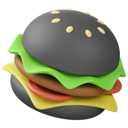 Hamburguesa negra  3D Icon