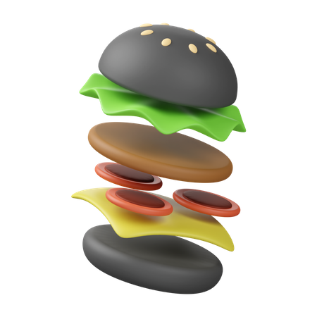 Hamburguesa negra  3D Icon