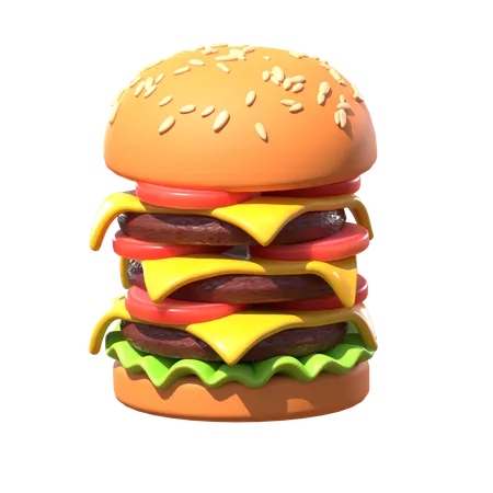 Hamburguesa de tres capas  3D Icon