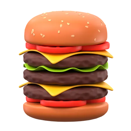 Hamburguesa triple  3D Icon