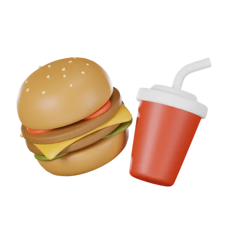 Hamburguesa y refresco  3D Icon