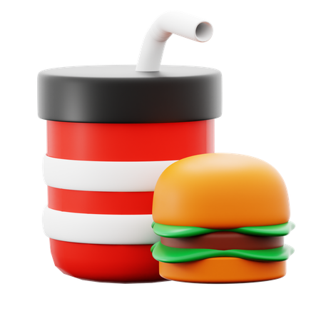 Hamburguesa y refresco  3D Icon