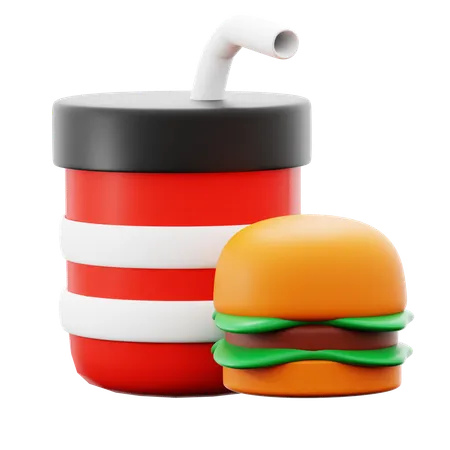 Hamburguesa y refresco  3D Icon