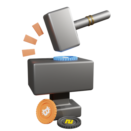 Hammer And Anvil Minting Crypto  3D Illustration